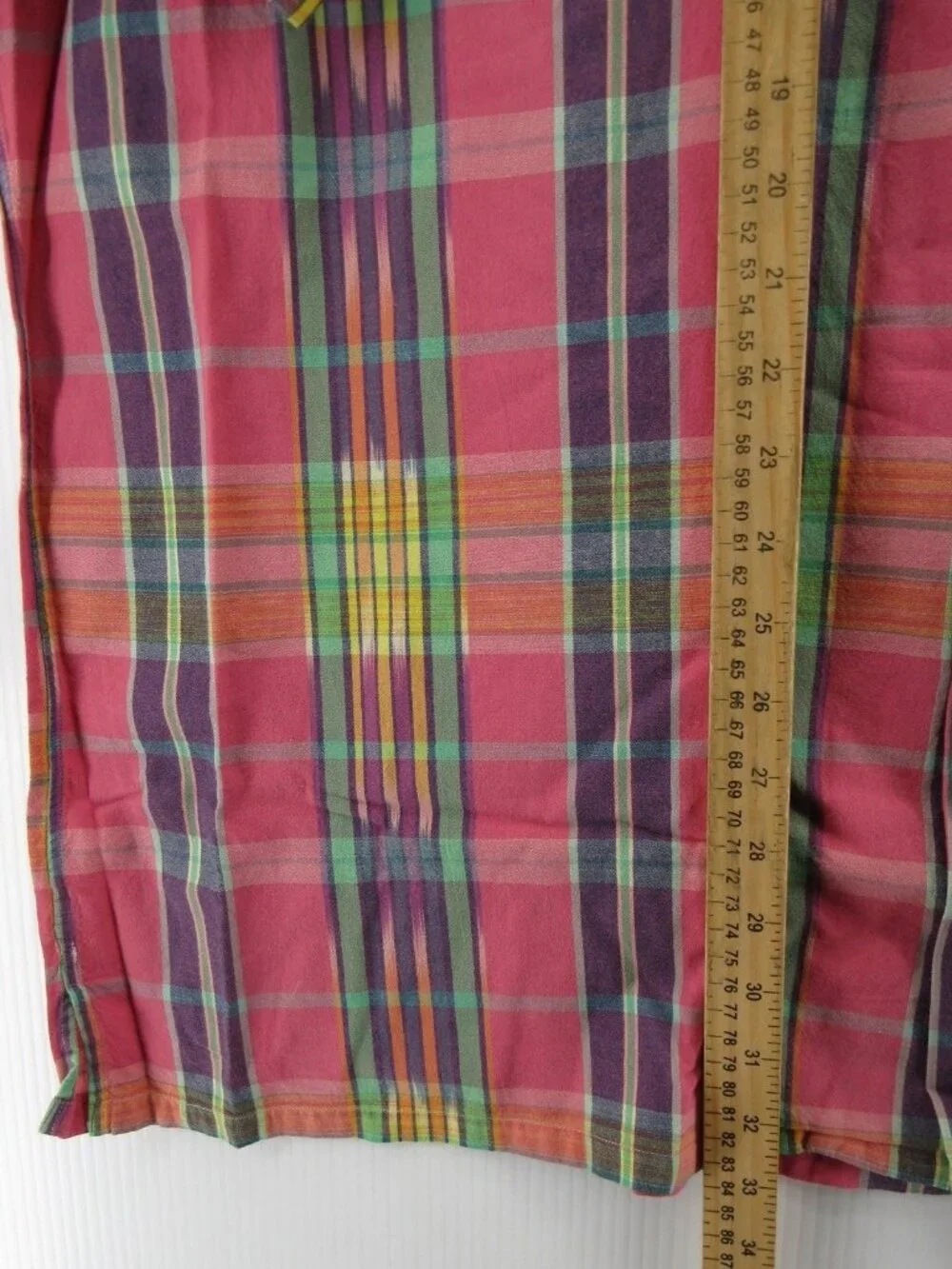 Polo Ralph Lauren Shirt 3XB Big Madras Plaid Loop Collar Camp Aztec